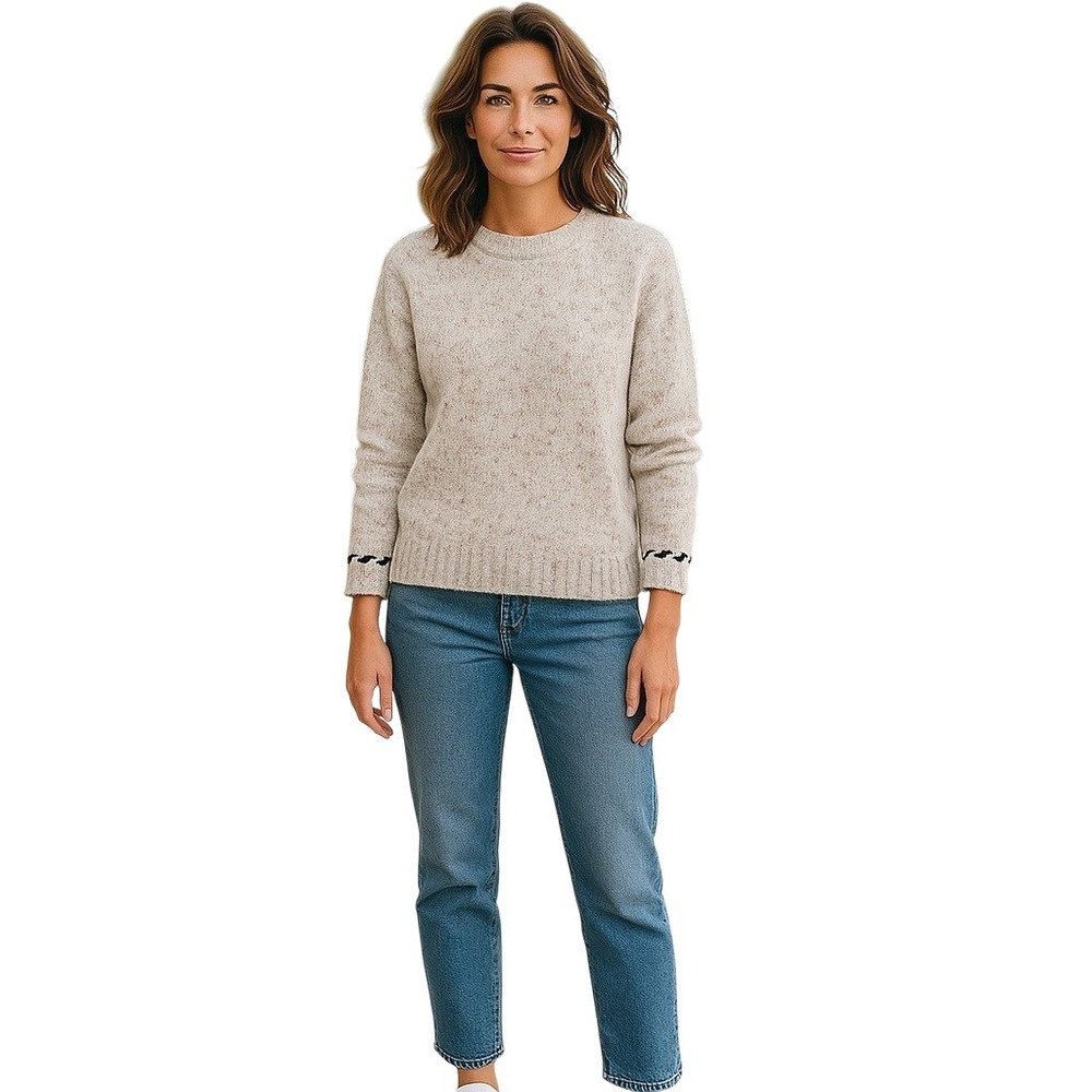 Skies Are Blue Knit Sweater Crew Neck Pullover Multi‎ Color Neutral Toned XS